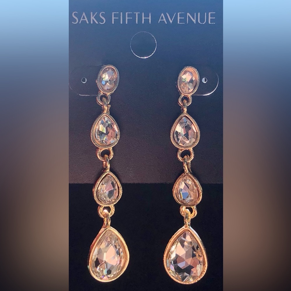 Tiered Crystal Teardrop Cascading Drop Earrings - New from SAKS FIFTH AVENUE